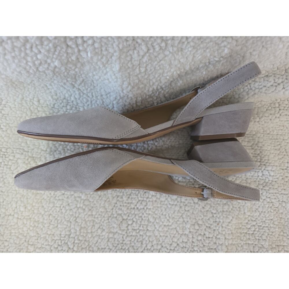 NATURALIZER Light Gray Suede Leather Pumps Women's Slingback Shoe Size 8.5M - Picture 5 of 9